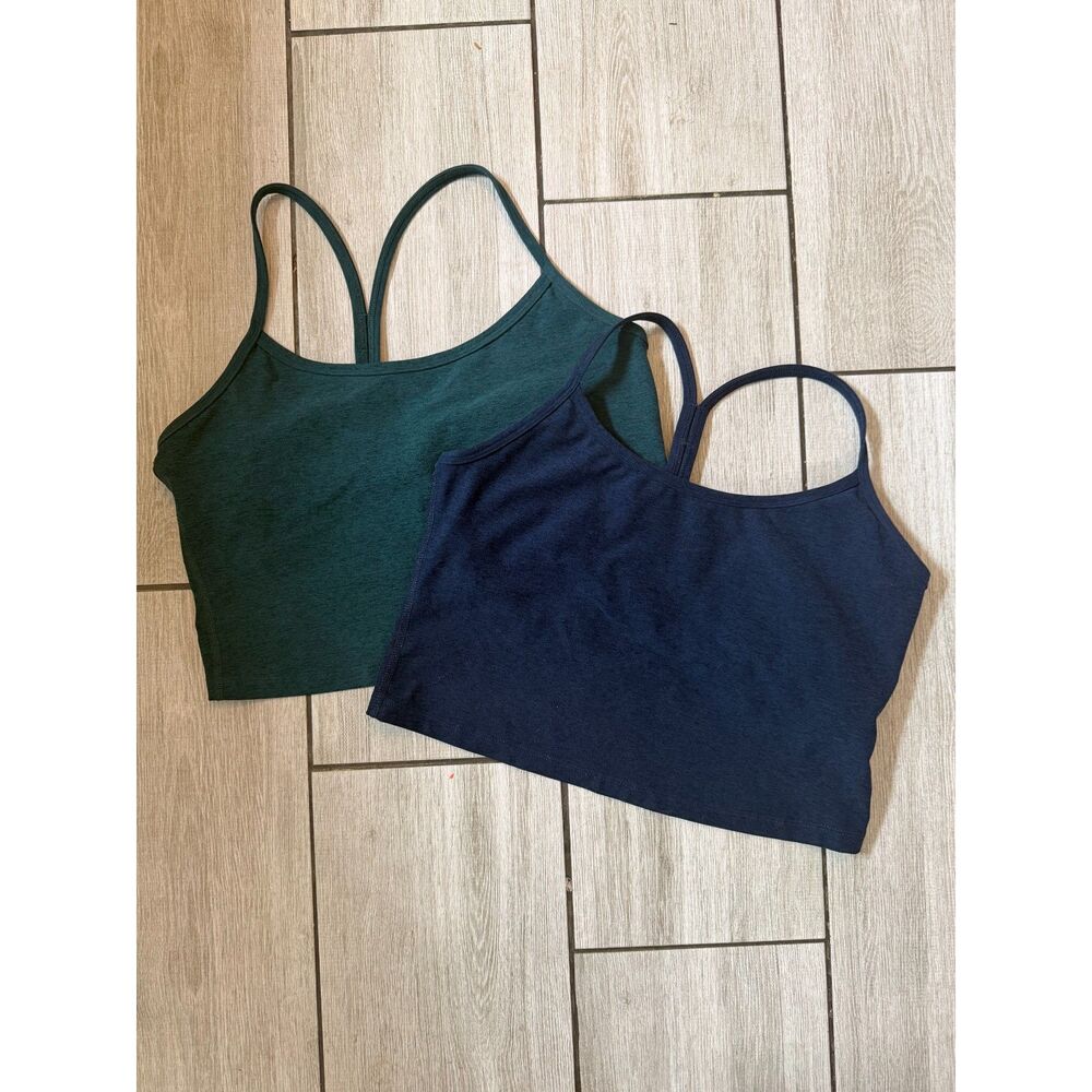 Beyond Yoga Spacedye Racerback Sports Bra Cropped Tank Bundle Blue Green XL